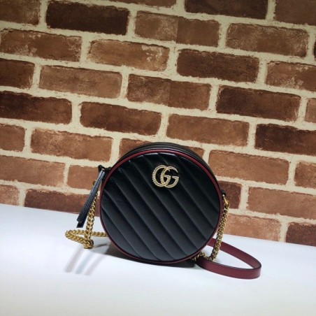 Perfect GG Marmont Mini Round Shoulder Bag 550154 Black