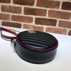 Perfect GG Marmont Mini Round Shoulder Bag 550154 Black