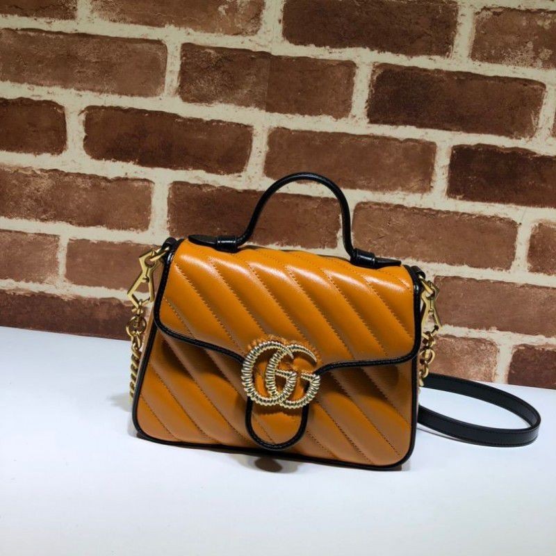 Top GG Marmont Mini Top Handle Bag 583571 Orange