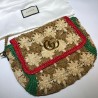 Replica GG Marmont Raffia Small Shoulder Bag 574433 Red / Green