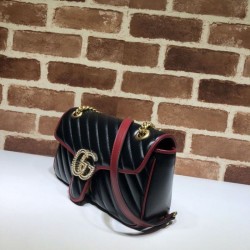 Wholesale GG Marmont Small Shoulder Bag 443497 Black / Red