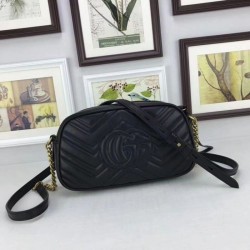 High Quality GG Marmont Matelassé Animal Shoulder Bag 447632 Black