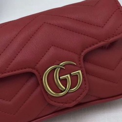 Replicas GG Marmont matelasse Leather Super Mini Bag 476433 Red