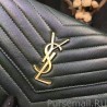 Replicas YSL Saint Laurent Grained Matelasse Leather Chain Wallet Y221220 Black