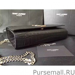 Replicas Saint Laurent Medium Satchel Bag In Black Crocodile Calfskin