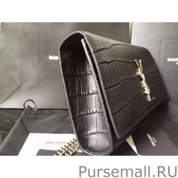 Replicas Saint Laurent Medium Satchel Bag In Black Crocodile Calfskin