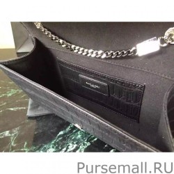 Replicas Saint Laurent Medium Satchel Bag In Black Crocodile Calfskin