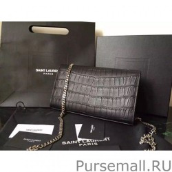 Replicas Saint Laurent Medium Satchel Bag In Black Crocodile Calfskin