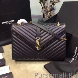 Fashion Saint Laurent Classic Large Monogram Shoulder Bag in Black Grained Matelasse 396910