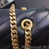 Fashion Saint Laurent Classic Large Monogram Shoulder Bag in Black Grained Matelasse 396910