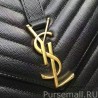 Fashion Saint Laurent Classic Large Monogram Shoulder Bag in Black Grained Matelasse 396910