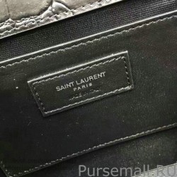 Inspired Saint Laurent Shoulder Bag in Black Croco Leather 354117