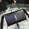 Inspired Saint Laurent Shoulder Bag in Black Croco Leather 354117