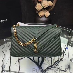 Top Quality Saint Laurent Top Handle Bag in Green Matelasse Leather 392738