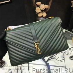 Top Quality Saint Laurent Top Handle Bag in Green Matelasse Leather 392738