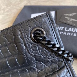 Copy YSL Saint Lauren Niki Medium Shopping Bag Crocodile Black