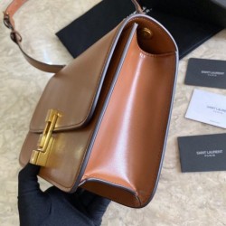 Replica YSL Saint Laurent Carre Satchel Monogram Bag Brown