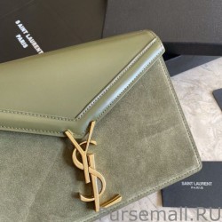 High YSL Saint Laurent Cassandra Medium Suede Bag Light Green