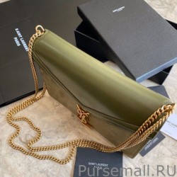 High YSL Saint Laurent Cassandra Medium Suede Bag Light Green