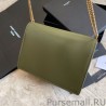 High YSL Saint Laurent Cassandra Medium Suede Bag Light Green