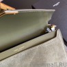 High YSL Saint Laurent Cassandra Medium Suede Bag Light Green