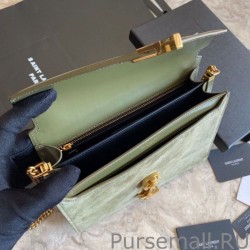 High YSL Saint Laurent Cassandra Medium Suede Bag Light Green