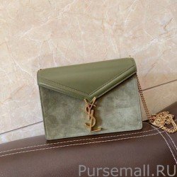 High YSL Saint Laurent Cassandra Medium Suede Bag Light Green