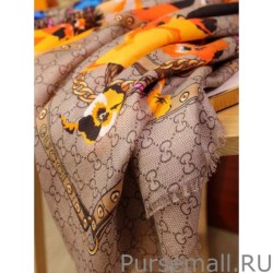 Wholesale classic double G letter Logo Scarf with floral elements Orange