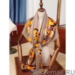 Wholesale classic double G letter Logo Scarf with floral elements Orange