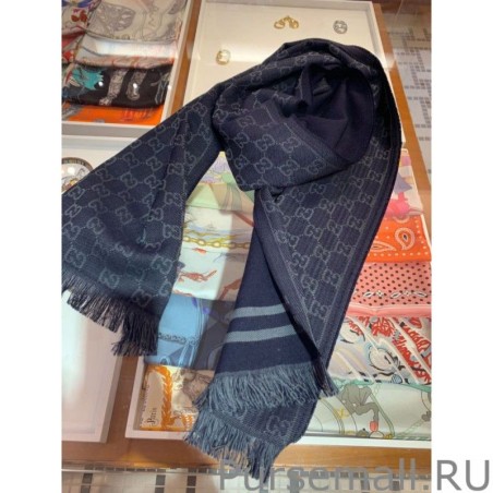 High Quality classic double-faced cashmere men scarf Dark Blue