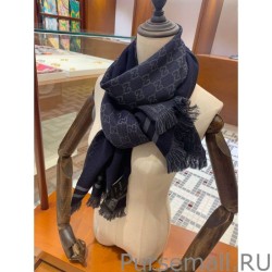 High Quality classic double-faced cashmere men scarf Dark Blue