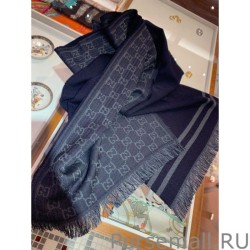 High Quality classic double-faced cashmere men scarf Dark Blue
