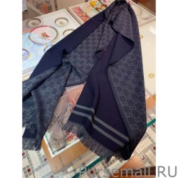 High Quality classic double-faced cashmere men scarf Dark Blue