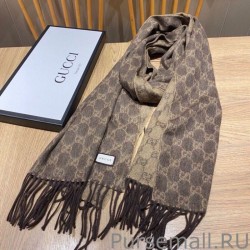 High classic double-faced cashmere scarf Coffee