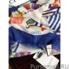 AAA+ classic floral cashmere scarf 100 x 200 Blue