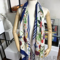 AAA+ classic floral cashmere scarf 100 x 200 Blue