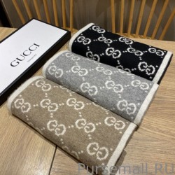 Top Quality Classic Wool GG jacquard Scarf Coffee