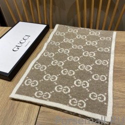 Top Quality Classic Wool GG jacquard Scarf Coffee