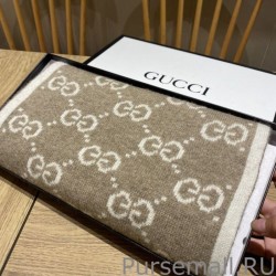 Top Quality Classic Wool GG jacquard Scarf Coffee