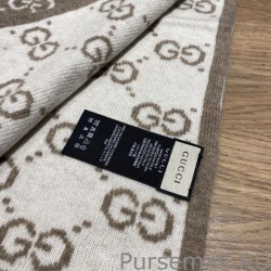 Top Quality Classic Wool GG jacquard Scarf Coffee