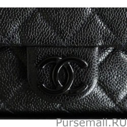 Luxury All Color Grained Calfskin Flap Bag AS1784 Black