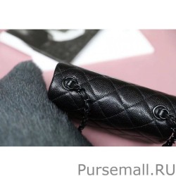 Luxury All Color Grained Calfskin Flap Bag AS1784 Black