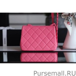 Top All Color Grained Calfskin Flap Bag AS1784 Rose