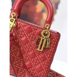 Luxury Christian Dior Supple Lady Dior Bag Red