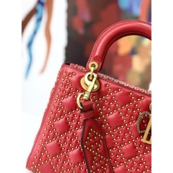 Luxury Christian Dior Supple Lady Dior Bag Red