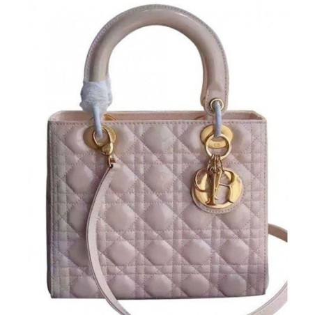 Wholesale Dior Lady Dior Medium Patent Leather Handbag Pink
