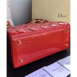 High Quality Dior Lady Dior Medium Patent Leather Handbag Red