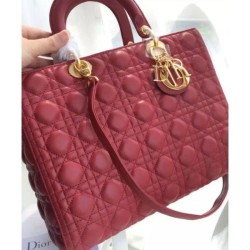 Copy Dior Lady Dior Large Classic Tote Bag With Lambskin Mauve
