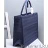 Top Christian Dior Cannage Embroidery Dior Book Tote Bag Dark Blue