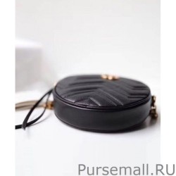 Top GG Marmont Mini Round Shoulder Bag 550154 Black